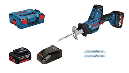 Bosch Professional 18V System GSA 18 V-LI C - Sierra sable a batería (0 - 3050 cpm, profundidad de corte 200 mm, 2 baterías x 4.0 Ah, en L-BOXX)