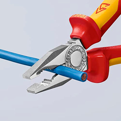 Knipex Kombizange verchromt, isoliert mit Mehrkomponenten-Hüllen, VDE-geprüft 180 mm 03 06 180