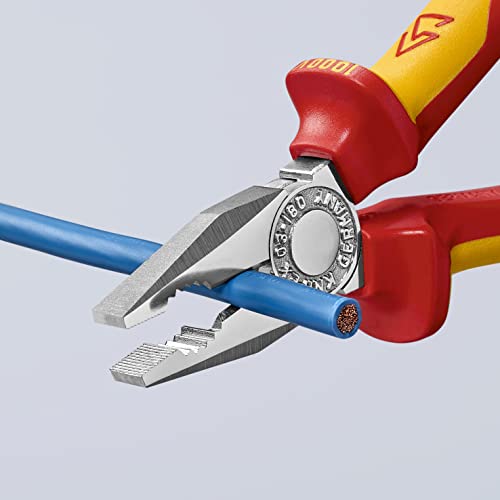 Knipex Kombizange verchromt, isoliert mit Mehrkomponenten-Hüllen, VDE-geprüft 160 mm 03 06 160