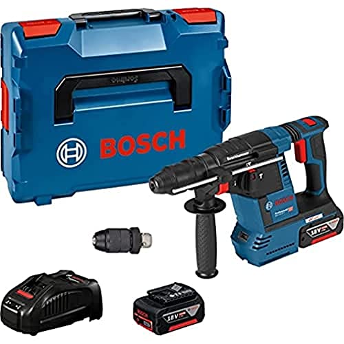 Bosch Professional 18V System Akku Bohrhammer GBH 18 V-26 F (inkl. 2x5.0Ah Akku, Schnellladegerät GAL 1880 CV, Schnellwechselbohrfutter 13 mm, Wechselfutter SDS plus, in L-BOXX 136)