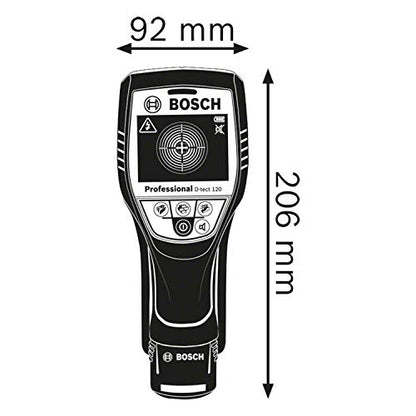 Bosch Professional 12V System Ortungsgerät D-tect 120 (1 Akku 12V, max. Ortungstiefe Kunststoffrohre/Holzunterkonstruktion/spannungsführende Leitungen/Eisenmetalle: 60/38/60/120/120 mm, L-Boxx)