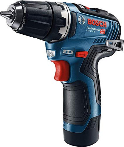 Bosch Professional 12V System Akkuschrauber GSR 12V-35 (2x 3,0 Ah Akku, 12 Volt, max. Drehmoment hart/weich: 35/20 Nm, in L-BOXX)