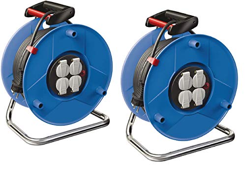 Brennenstuhl Garant Kabeltrommel (25m - Spezialkunststoff, Einsatz im Innenbereich, Made In Germany) blau 2er Pack