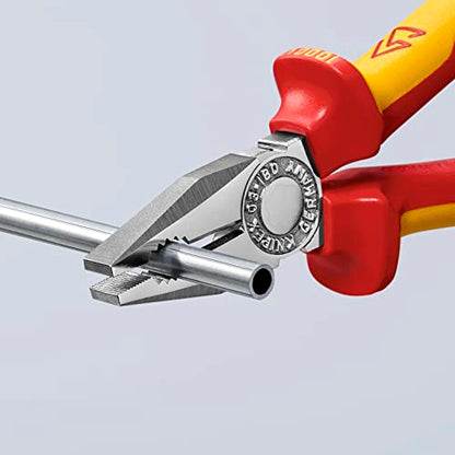 Knipex Kombizange verchromt, isoliert mit Mehrkomponenten-Hüllen, VDE-geprüft 160 mm 03 06 160