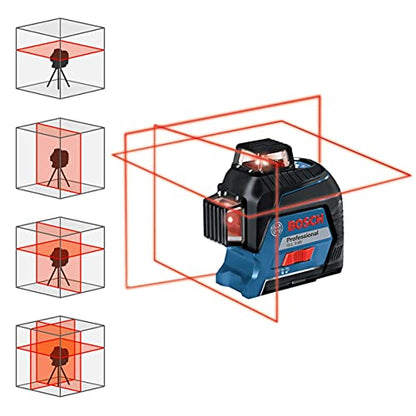 Bosch Professional Linienlaser GLL 3-80 (roter Laser, max. Arbeitsbereich: 30 m, 4x AA Batterie, im Handwerkerkoffer), Blau