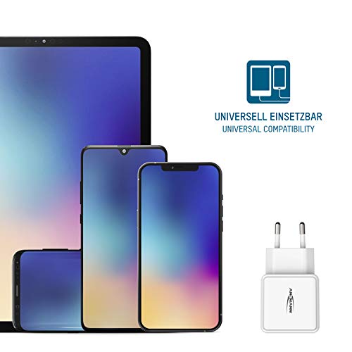 ANSMANN 2-Port Dual USB Ladegerät 2.4A - USB Charger mit Smart-IC Ladesteuerung, Netzteil besonders geeignet für iPhone, Samsung Galaxy, Huawei, Xiaomi, Tablet, GoPro, e-Book Reader, etc.