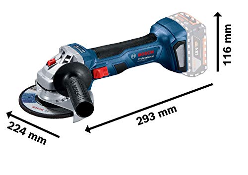 Bosch Professional 18V System Akku Winkelschleifer GWS 18V-7 (115 mm Scheiben-Ø, Schutzhaube, Zusatzhandgriff, Aufnahmeflansch, Spannmutter, ohne Akkus/Ladegerät, in L-BOXX 136)