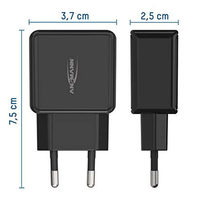 ANSMANN 2-Port Dual USB Ladegerät 2.4A - USB Charger mit Smart-IC Ladesteuerung, Netzteil besonders geeignet für iPhone, Samsung Galaxy, Huawei, Xiaomi, Tablet, GoPro, e-Book Reader, etc.