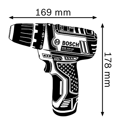 Bosch Professional 12V System Akku-Bohrschrauber GSR 12V-15 (inkl. 1x 2.0 Ah Akku, Ladegerät GAL 12V-40, in L-BOXX)