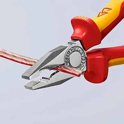 Knipex Kombizange verchromt, isoliert mit Mehrkomponenten-Hüllen, VDE-geprüft 180 mm 03 06 180