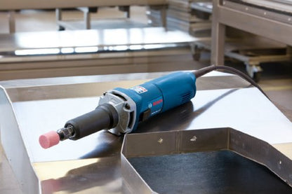 Bosch Professional Geradschleifer GGS 28 LC (650 Watt, Leerlaufdrehzahl 28.000 min-1, inkl. Spannzange 6 mm + Einmaulschlüssel 13mm + 19 mm), Schwarz, Blau, Grau