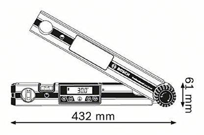 Bosch Professional Digitales Winkelmessgerät GAM 220 (schenkellänge: 0 - 220º, Länge: 40 cm)
