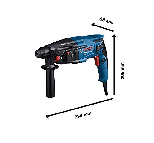 Bosch Professional Bohrhammer GBH 2-21 (mit SDS plus, inkl. 3x Drill Bit SDS plus, (6/8/10 mm), Zusatzhandgriff, Maschinentuch, Tiefenanschlag, im Handwerkerkoffer)