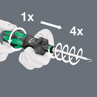Wera '05057480001 826 T Kraftform Turbo Getriebe-Schraubendreher, 1/4" x 146 mm