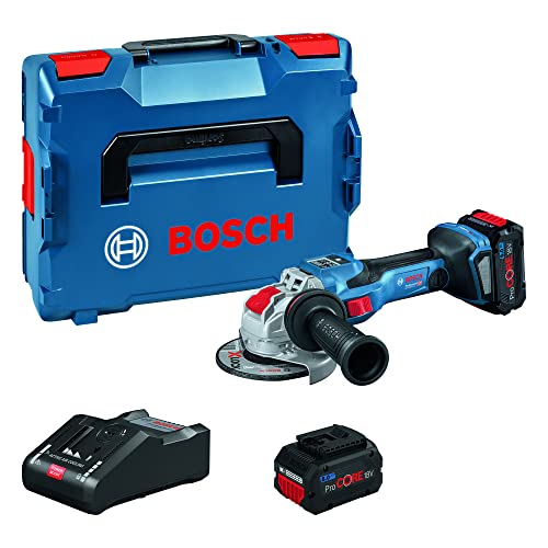Bosch Professional BITURBO Akku-Winkelschleifer GWX 18V-15 SC (X-LOCK-Aufnahme, mit Connectivity-Modul, voreinstellbare Drehzahlstufen, inkl. 2x8.0 Ah ProCORE18V Akkus + Ladegerät, in L-BOXX)