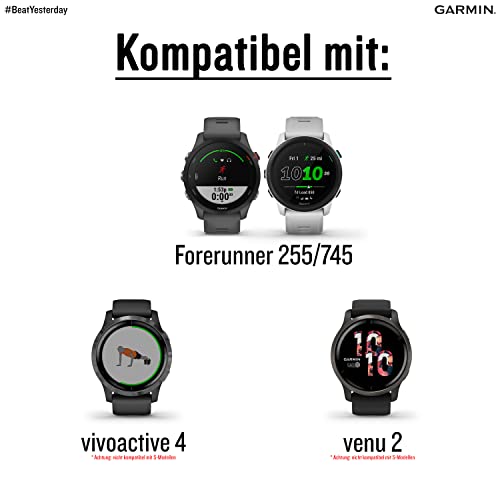 Garmin Schnellwechsel-Armband, 22mm, Silikon, Schwarz, passend für vivoactive 4, Forerunner 255/745, venu 2-Serie, einfach ein- und ausklicken, Wechsel ohne Werkzeug möglich