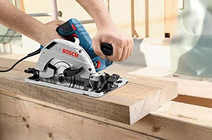 Bosch Professional Handkreissäge GKS 55+ GCE (inkl. Innensechskant, 1xKreissägeblatt for Wood, Parallelanschlag, Vakuumadapter, im Karton)