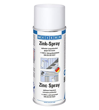 WEICON Zink-Spray 400 ml | Rostschutzfarbe für alle Metalloberflächen |Farbe: leicht angewitterte Feuerverzinkung