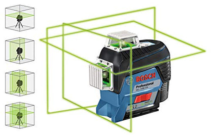 Bosch Professional 12V System Linienlaser GLL 3-80 CG (1x Akku 12V, Universalhalterung BM 1, m. App-Funktion, grüner Laser, max. Arbeitsbereich: 30 m, Tasche, in L-BOXX)