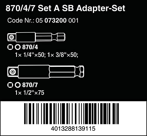 Wera 05073200001-870/4/7 Set A SB, Werkzeugschäfte, Verbindungsteile, 3-teilig