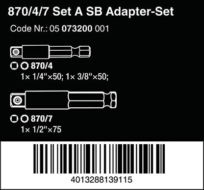 Wera 05073200001-870/4/7 Set A SB, Werkzeugschäfte, Verbindungsteile, 3-teilig