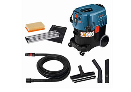 Bosch Professional Nass-/Trockensauger GAS 35 L AFC (inkl. 1x Zellulose-Flachfaltenflter, Fugendüse, Entsorgungssack, Krümmer, Bodendüsen-Set, 3x0,35 m Saugrohr, Schlauch 5 m mit Werkzeugmuffe)
