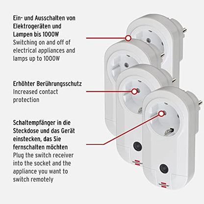 6er Packung Brennenstuhl Adapterstecker Schutzkontakt mit Schalter, 1508070