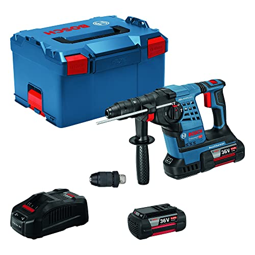 Bosch Professional 36V Akku Bohrhammer GBH 36 V-LI Plus (inkl. 2x6.0Ah Akku, Schnellladegerät, Wechselfutter SDS plus, in L-BOXX 238)