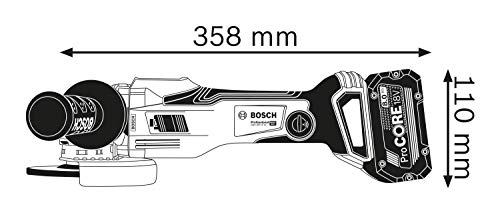 Bosch Professional BITURBO Akku-Winkelschleifer GWX 18V-15 SC (X-LOCK-Aufnahme, mit Connectivity-Modul, voreinstellbare Drehzahlstufen, inkl. 2x8.0 Ah ProCORE18V Akkus + Ladegerät, in L-BOXX)
