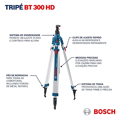 Bosch Professional Baustativ für Laser und Nivelliergeräte BT 300 HD (Höhe: 122–295 cm, Gewinde: 5/8")