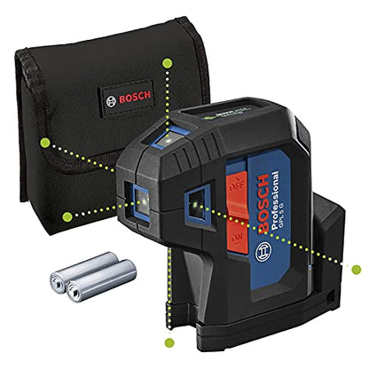 Bosch Professional 5-Punkt-Laser GPL 5 G (grüner Laser, Arbeitsbereich: bis 30 m, Tasche)
