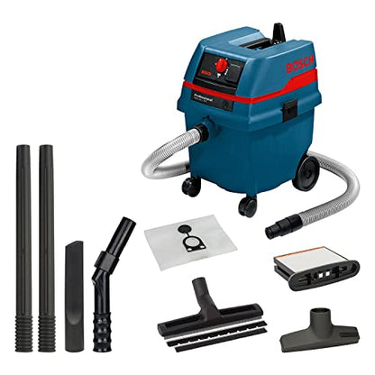 Bosch Professional Nass-/Trockensauger GAS 25 L SFC (inkl. Grobschmutzdüse, Fugendüse, Schlauch 3 m, Bodendüsen-Set, Papierbeutel, 1 x Polyesterfilter, Luftreguliergriff, 2 x Absaugrohr)