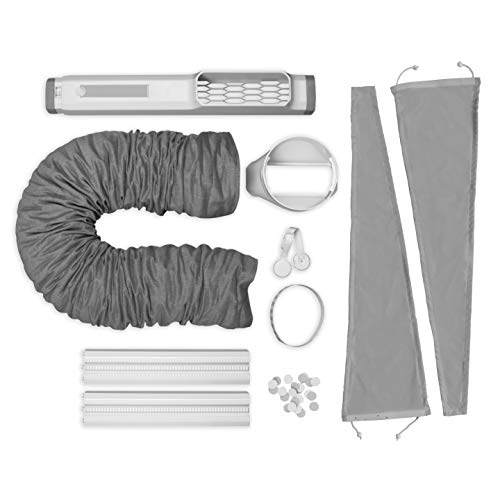 AEG AWK03 Premium Window Kit (Leicht zu installieren, Fensterabdichtungs-Set, ausziehbar, erweiterbar, Textildichtung, passend für alle portablen Klimageräte mit 15cm Schlauchdurchmesser, grau/weiß)