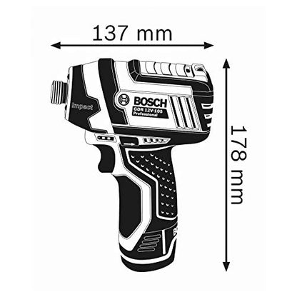 Bosch Professional 12V System Akku Drehschlagschrauber GDR 12V-105 (2x 2.0Ah Akkus & Ladegerät, in L-Boxx)
