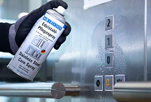 WEICON Edelstahlpflege-Spray 400 ml | Effektiver Edelstahlreiniger von metallischen Oberflächen | antistatisch & matt