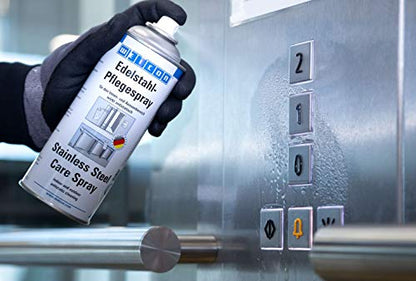 WEICON Edelstahlpflege-Spray 400 ml | Effektiver Edelstahlreiniger von metallischen Oberflächen | antistatisch & matt