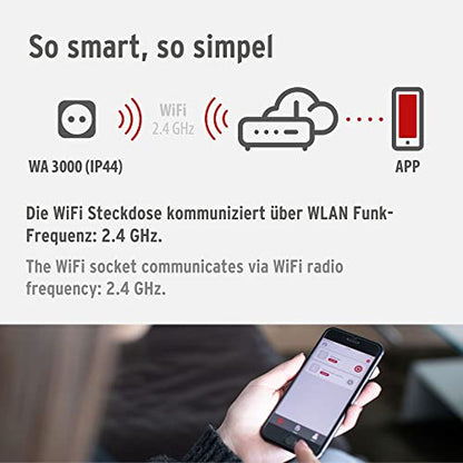 Brennenstuhl Connect WLAN Steckdose WA 3000 XS02 für außen IP44 (WIFI Steckdose Outdoor 2.4 GHz kompatibel mit Alexa und Google Assistant, smarte Steckdose mit Zeitschaltuhr, kostenlose App)
