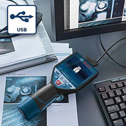 Bosch Professional 12V System Inspektionskamera GIC 120 C (1x Akku 12V + Ladegerät, Kabellänge: 120 cm, Display: 3,5’’, 4x AA-Batterie, L-BOXX)