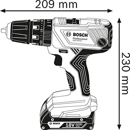 Bosch Professional 18V System Akku Schlagbohrschrauber GSB 18V-21 (max. Drehmoment 55 Nm, ohne Akkus und Ladegerät, im Karton)