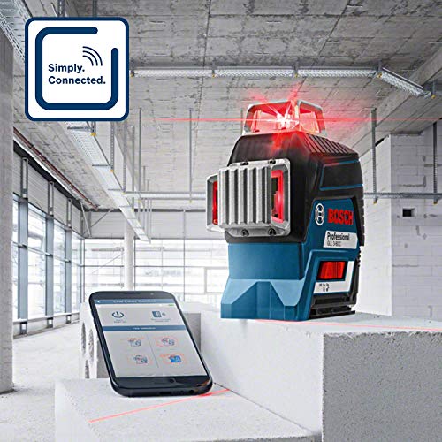 Bosch Professional Linienlaser GLL 3-80 C (m. App-Funktion, roter Laser, max. Arbeitsbereich: 30 m, 4x AA Batterie, Tasche, in Karton)
