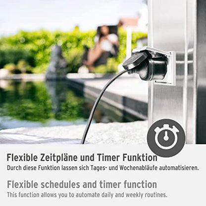 Brennenstuhl Connect WLAN Steckdose WA 3000 XS02 für außen IP44 (WIFI Steckdose Outdoor 2.4 GHz kompatibel mit Alexa und Google Assistant, smarte Steckdose mit Zeitschaltuhr, kostenlose App)