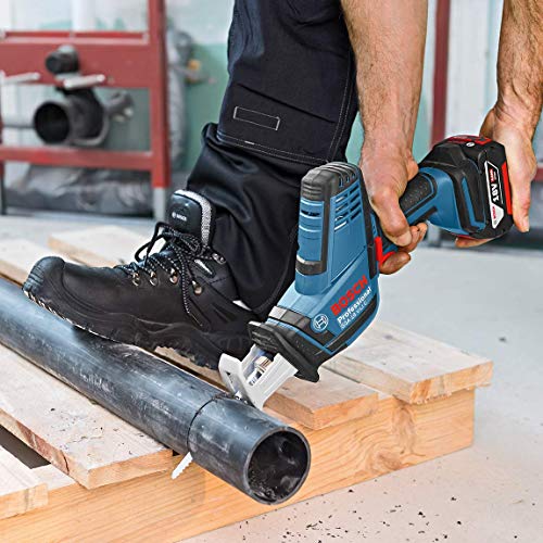 Bosch Professional 18V System GSA 18 V-LI C - Sierra sable a batería (0 - 3050 cpm, profundidad de corte 200 mm, 2 baterías x 4.0 Ah, en L-BOXX)