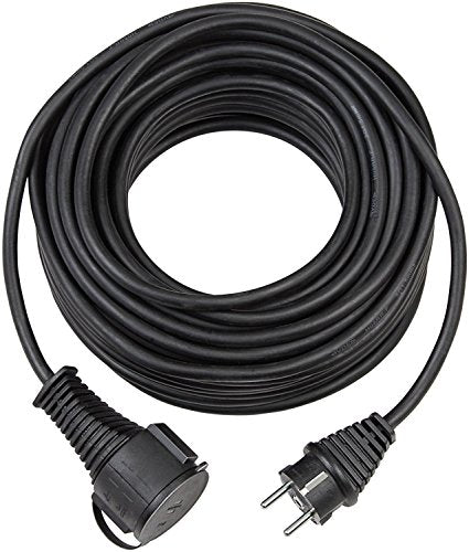 Brennenstuhl Qualitäts-Gummi-Verlängerungskabel 25m (IP44, Kabel für außen) schwarz