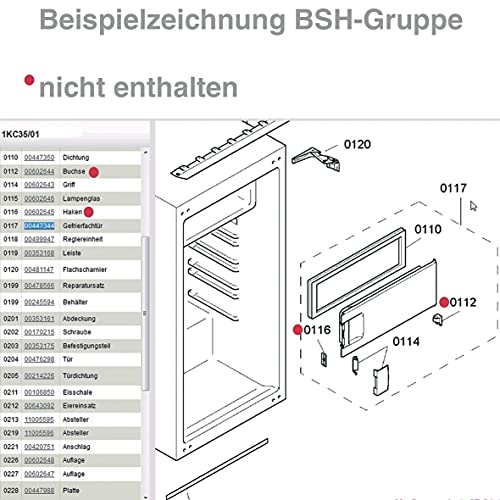 Gefrierfachtür komplett 00447344 447344 Bosch, Siemens, Neff, Küppersbusch