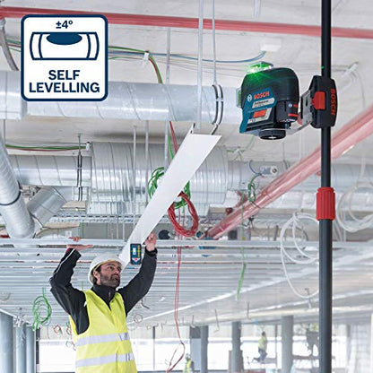 Bosch Professional 12V System Linienlaser GLL 3-80 CG (1x Akku 12V, Universalhalterung BM 1, m. App-Funktion, grüner Laser, max. Arbeitsbereich: 30 m, Tasche, in L-BOXX)