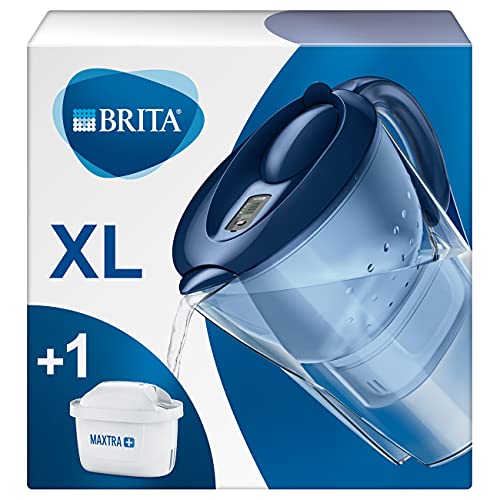 BRITA Wasserfilter Marella XL blau (3,5l) inkl. 1 MAXTRA+ Filterkartusche - Filter reduziert Kalk, Chlor, Blei, Kupfer & geschmacksstörende Stoffe im Leitungswasser/schützt Küchengeräte vor Verkalkung