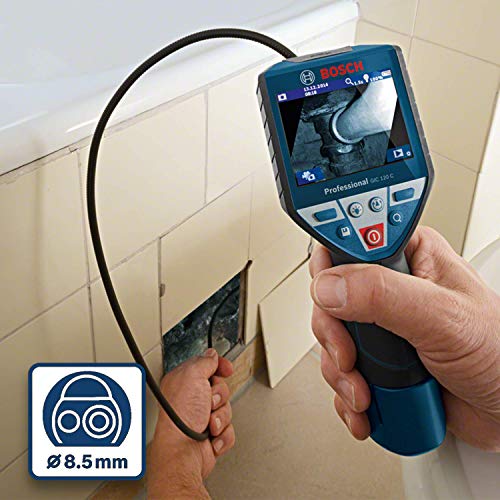 Bosch Professional 12V System Inspektionskamera GIC 120 C (Ohne Akku und Ladegerät, Kabellänge: 120 cm, Display: 3,5’’, 4x AA-Batterie, L-BOXX)