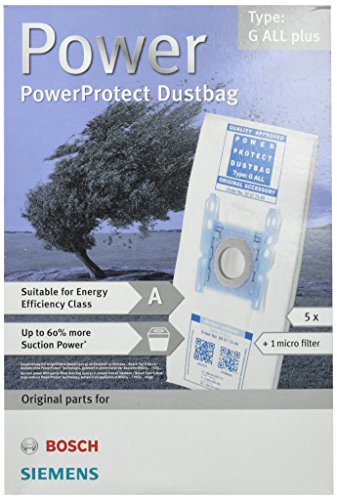 Bosch Original 00577549 Typ G All Plus PowerProtect SMS Staubsaugerbeutel und Filter-Set