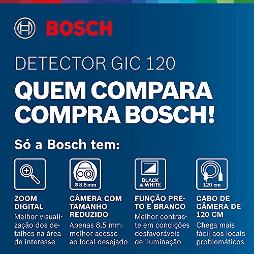 Bosch Professional Inspektionskamera GIC 120 (Kabellänge: 120 cm, Display: 2,7’’, 4x AA-Batterie, im Karton)