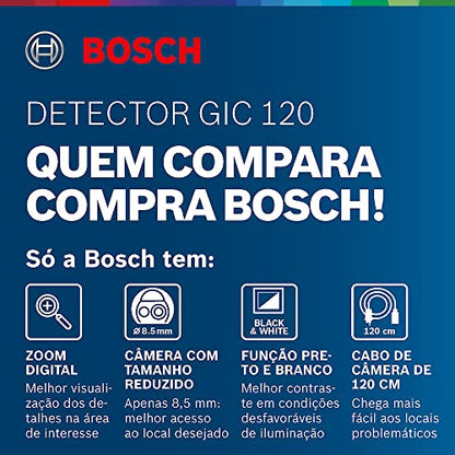 Bosch Professional Inspektionskamera GIC 120 (Kabellänge: 120 cm, Display: 2,7’’, 4x AA-Batterie, im Karton)